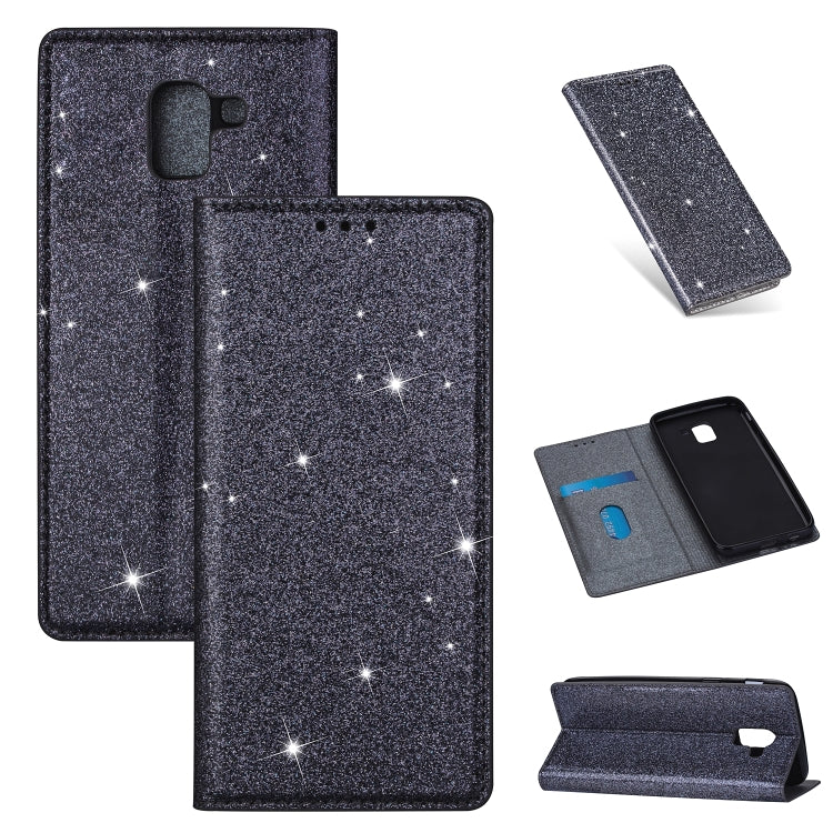 Ultrathin Glitter Magnetic Horizontal Flip Leather Case with Holder & Card Slots, For Samsung Galaxy A70, For Samsung Galaxy A7 (2018) / A750, For Samsung Galaxy J4 (2018), For Samsung Galaxy J4+, For Samsung Galaxy J6 (2018), For Samsung Galaxy J6+���...