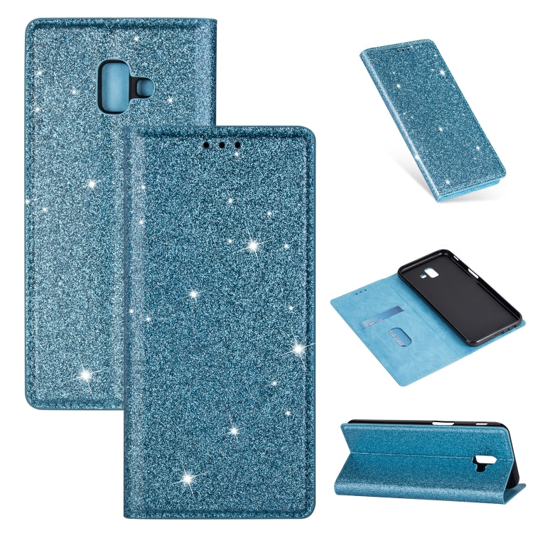Ultrathin Glitter Magnetic Horizontal Flip Leather Case with Holder & Card Slots, For Samsung Galaxy A70, For Samsung Galaxy A7 (2018) / A750, For Samsung Galaxy J4 (2018), For Samsung Galaxy J4+, For Samsung Galaxy J6 (2018), For Samsung Galaxy J6+���...