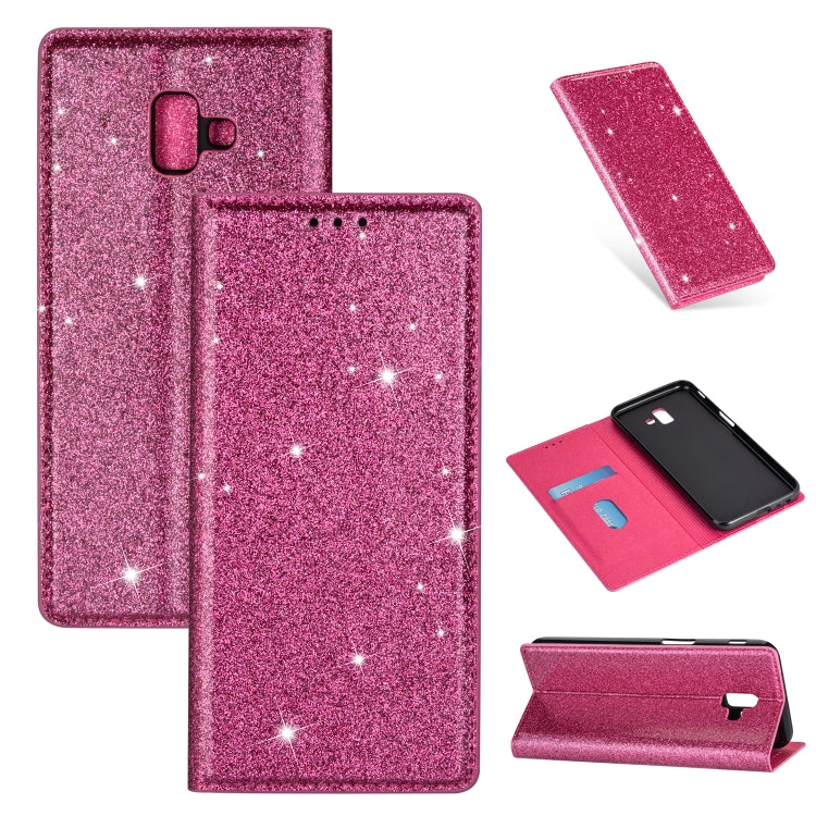 Ultrathin Glitter Magnetic Horizontal Flip Leather Case with Holder & Card Slots, For Samsung Galaxy A70, For Samsung Galaxy A7 (2018) / A750, For Samsung Galaxy J4 (2018), For Samsung Galaxy J4+, For Samsung Galaxy J6 (2018), For Samsung Galaxy J6+���...