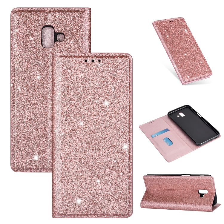 Ultrathin Glitter Magnetic Horizontal Flip Leather Case with Holder & Card Slots, For Samsung Galaxy A70, For Samsung Galaxy A7 (2018) / A750, For Samsung Galaxy J4 (2018), For Samsung Galaxy J4+, For Samsung Galaxy J6 (2018), For Samsung Galaxy J6+���...