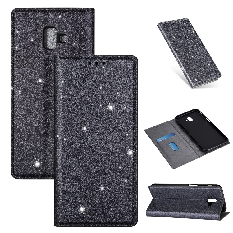 Ultrathin Glitter Magnetic Horizontal Flip Leather Case with Holder & Card Slots, For Samsung Galaxy A70, For Samsung Galaxy A7 (2018) / A750, For Samsung Galaxy J4 (2018), For Samsung Galaxy J4+, For Samsung Galaxy J6 (2018), For Samsung Galaxy J6+���...