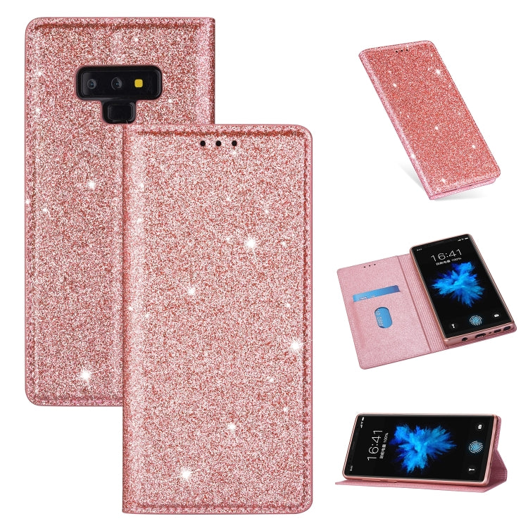 Ultrathin Glitter Magnetic Horizontal Flip Leather Case with Holder & Card Slots, For Samsung Galaxy A70, For Samsung Galaxy A7 (2018) / A750, For Samsung Galaxy J4 (2018), For Samsung Galaxy J4+, For Samsung Galaxy J6 (2018), For Samsung Galaxy J6+���...