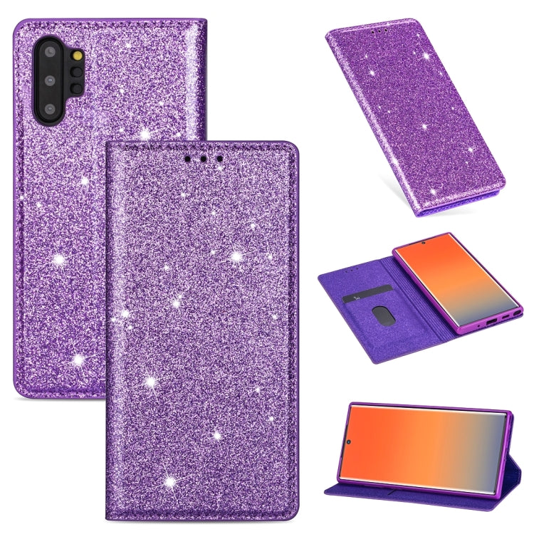 Ultrathin Glitter Magnetic Horizontal Flip Leather Case with Holder & Card Slots, For Samsung Galaxy Note 10, For Samsung Galaxy Note 10 Plus, For Samsung Galaxy S9, For Samsung Galaxy S10, For Samsung Galaxy S10e, For Samsung Galaxy S10+��������������...
