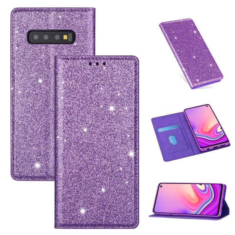 Ultrathin Glitter Magnetic Horizontal Flip Leather Case with Holder & Card Slots, For Samsung Galaxy Note 10, For Samsung Galaxy Note 10 Plus, For Samsung Galaxy S9, For Samsung Galaxy S10, For Samsung Galaxy S10e, For Samsung Galaxy S10+��������������...