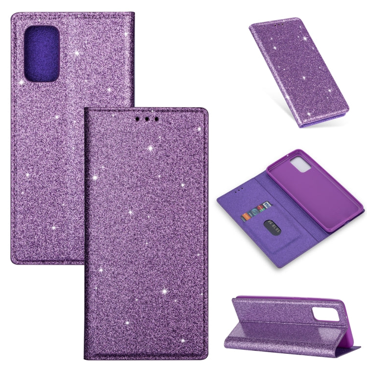 Ultrathin Glitter Magnetic Horizontal Flip Leather Case with Holder & Card Slots, For Samsung Galaxy A91, For Samsung Galaxy A21, For Samsung Galaxy A51, For Samsung Galaxy A71, For Samsung Galaxy S20, For Samsung Galaxy S20+, For Samsung Galaxy S20 Ul...