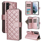 Crossbody Rhombic Zipper Tower Buckle Leather Phone Case with Lanyard