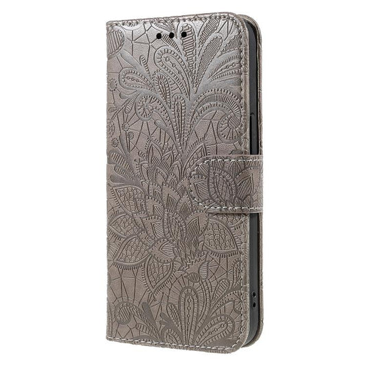 Lace Flower Embossing Flip Leather Phone Case