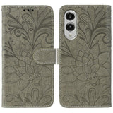 Lace Flower Embossing Flip Leather Phone Case