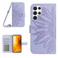 Skin Feel Sun Flower Embossed Flip Leather Phone Case with Lanyard