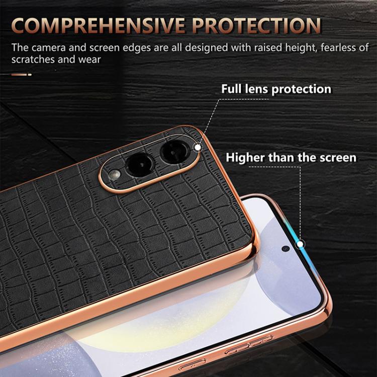 AZNS Electroplated Frame Crocodile Texture Full Coverage Phone Case