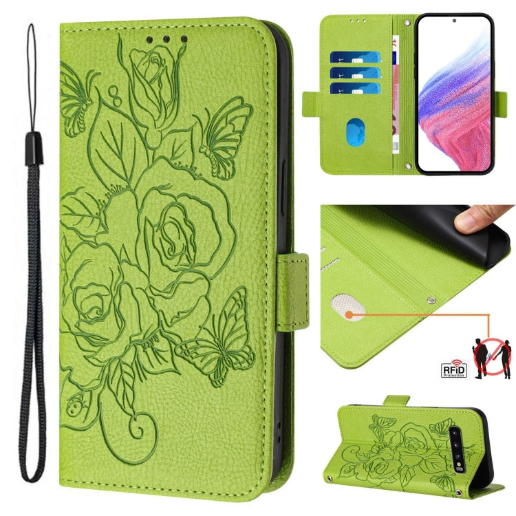 Embossed Rose RFID Anti-theft Leather Phone Case