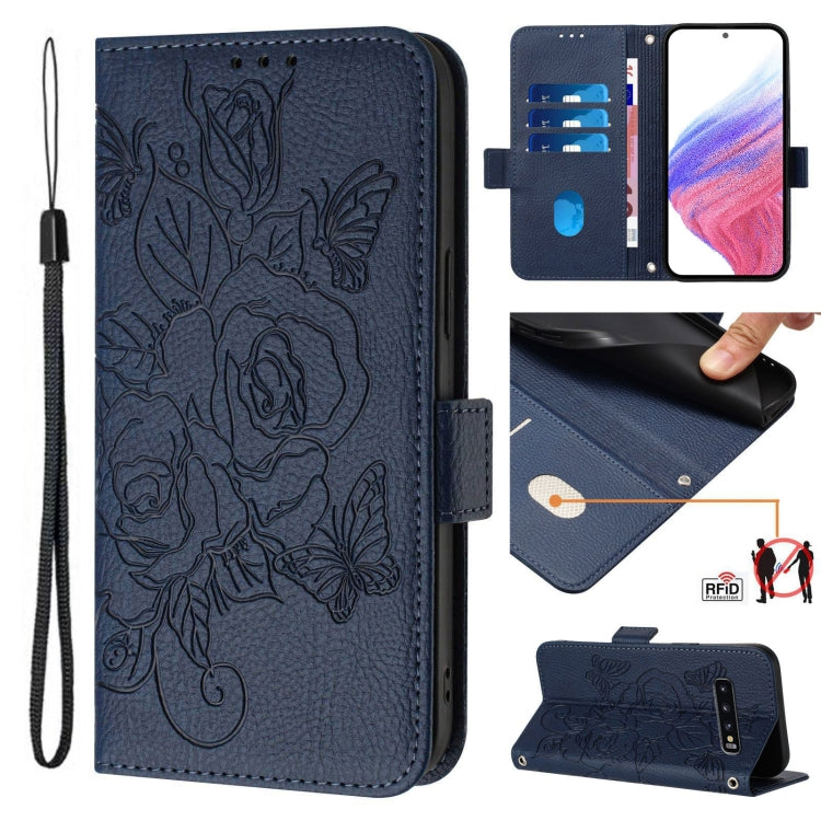 Embossed Rose RFID Anti-theft Leather Phone Case
