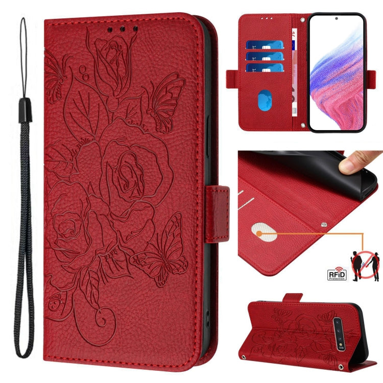Embossed Rose RFID Anti-theft Leather Phone Case