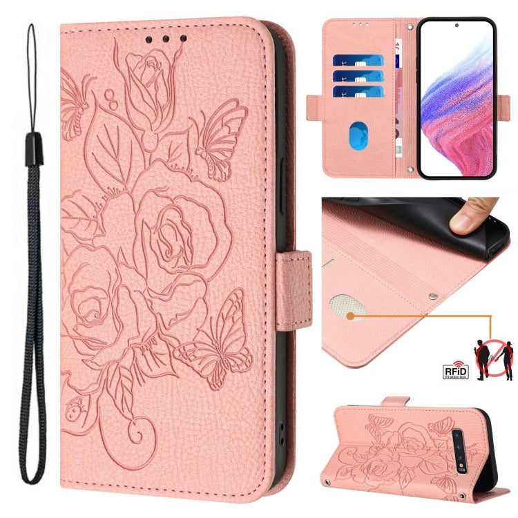 Embossed Rose RFID Anti-theft Leather Phone Case