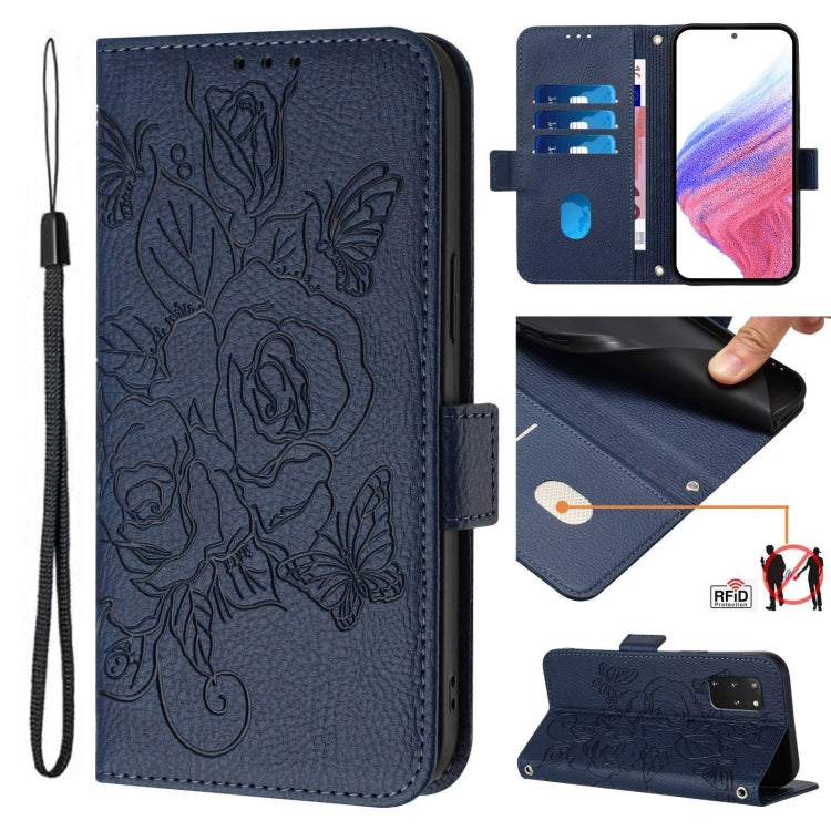 Embossed Rose RFID Anti-theft Leather Phone Case