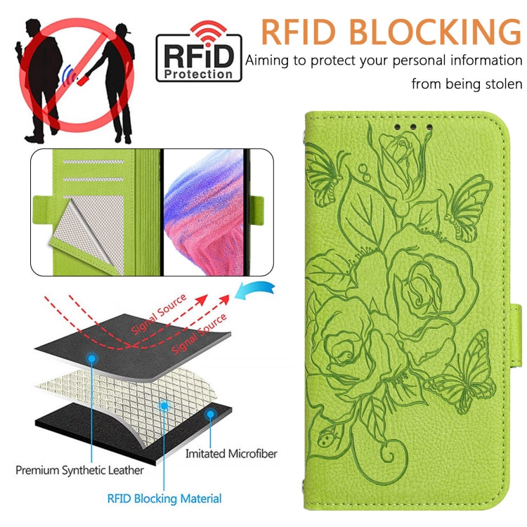 Embossed Rose RFID Anti-theft Leather Phone Case