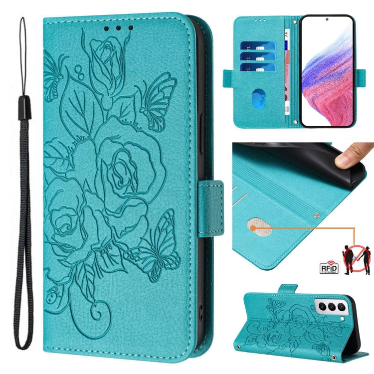 Embossed Rose RFID Anti-theft Leather Phone Case