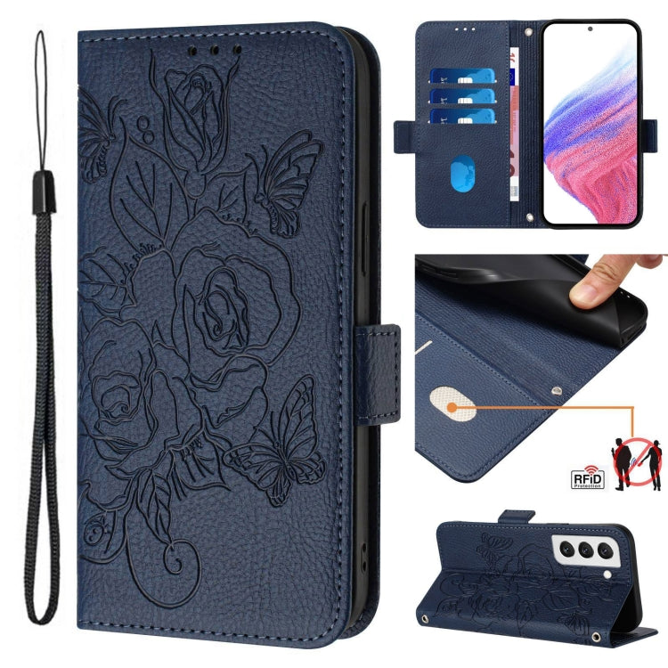 Embossed Rose RFID Anti-theft Leather Phone Case