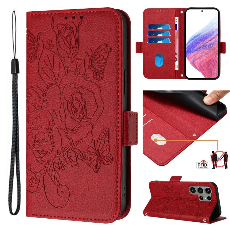 Embossed Rose RFID Anti-theft Leather Phone Case