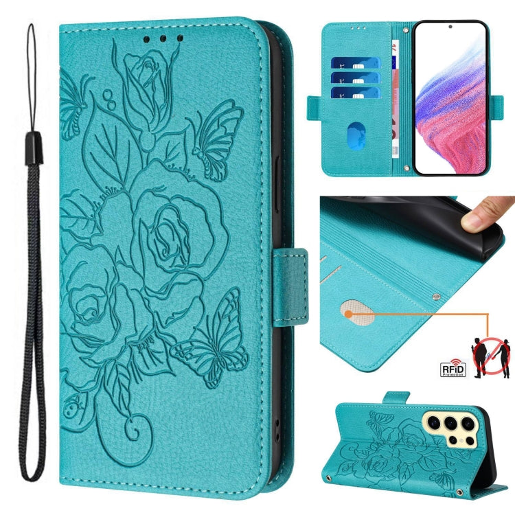 Embossed Rose RFID Anti-theft Leather Phone Case