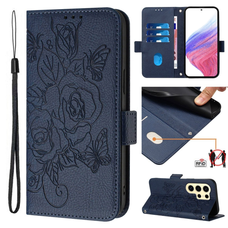 Embossed Rose RFID Anti-theft Leather Phone Case