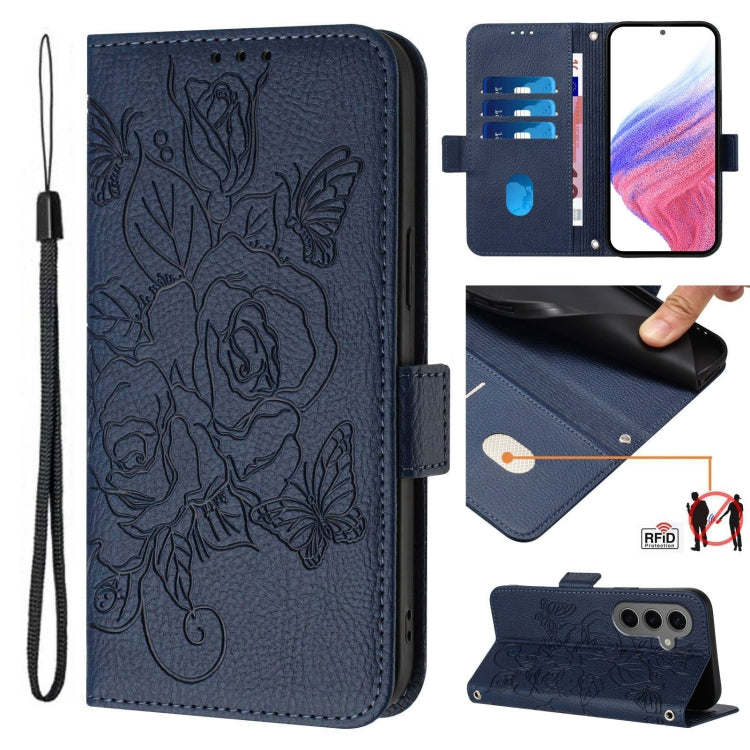 Embossed Rose RFID Anti-theft Leather Phone Case