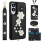 Crossbody Flower Pattern Leather Phone Case