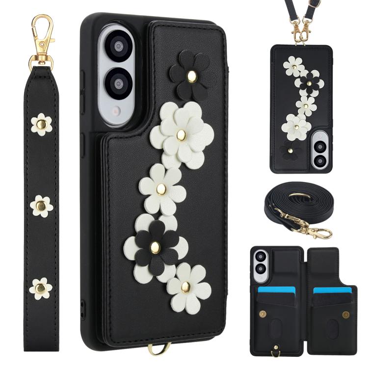 Crossbody Flower Pattern Leather Phone Case