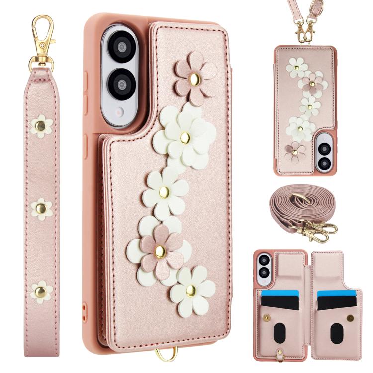 Crossbody Flower Pattern Leather Phone Case