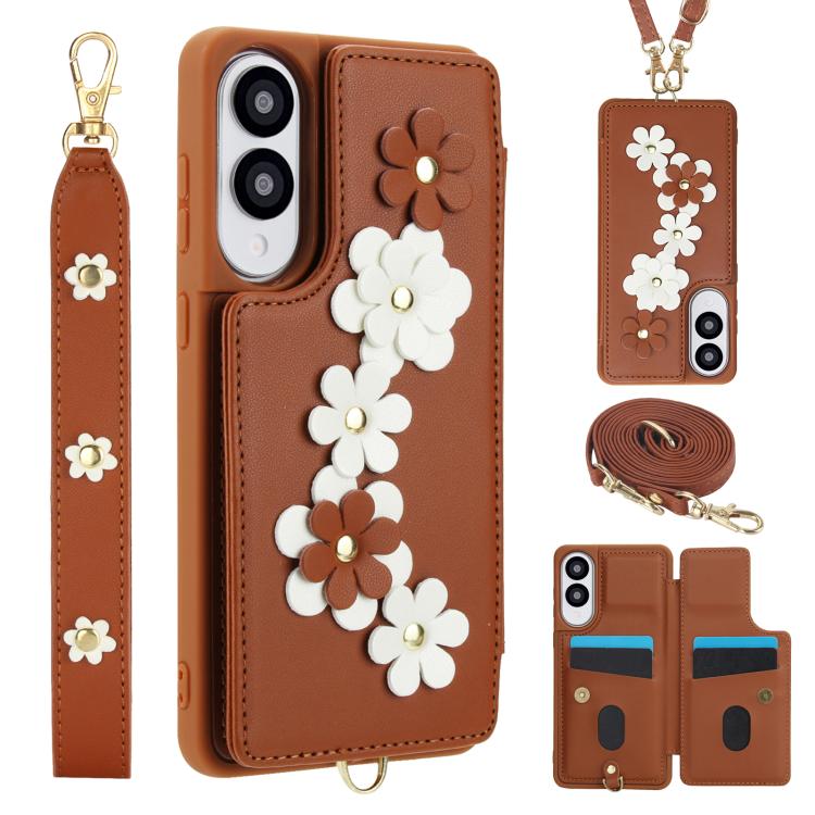 Crossbody Flower Pattern Leather Phone Case
