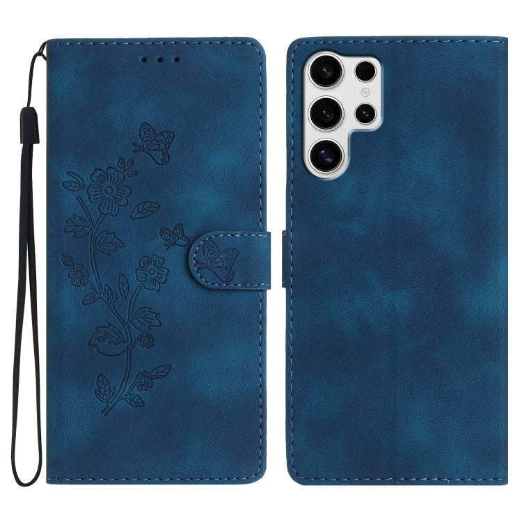 Flower Butterfly Embossing Pattern Leather Phone Case