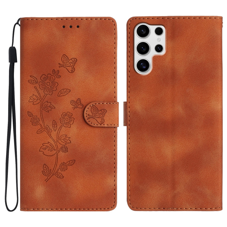 Flower Butterfly Embossing Pattern Leather Phone Case