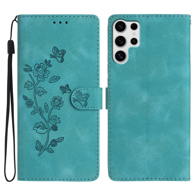 Flower Butterfly Embossing Pattern Leather Phone Case
