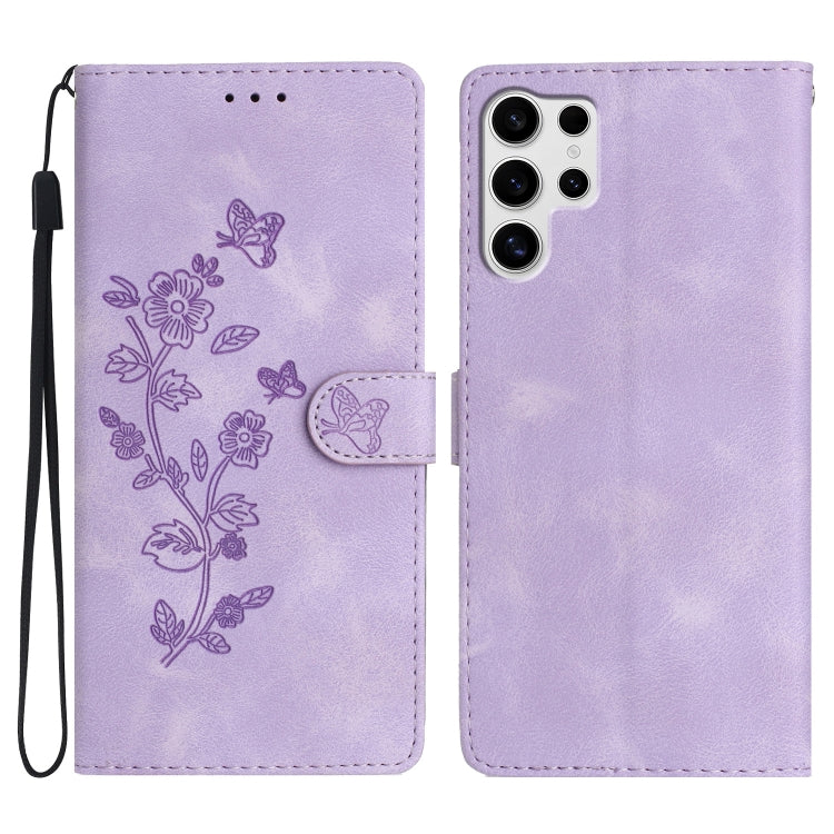 Flower Butterfly Embossing Pattern Leather Phone Case