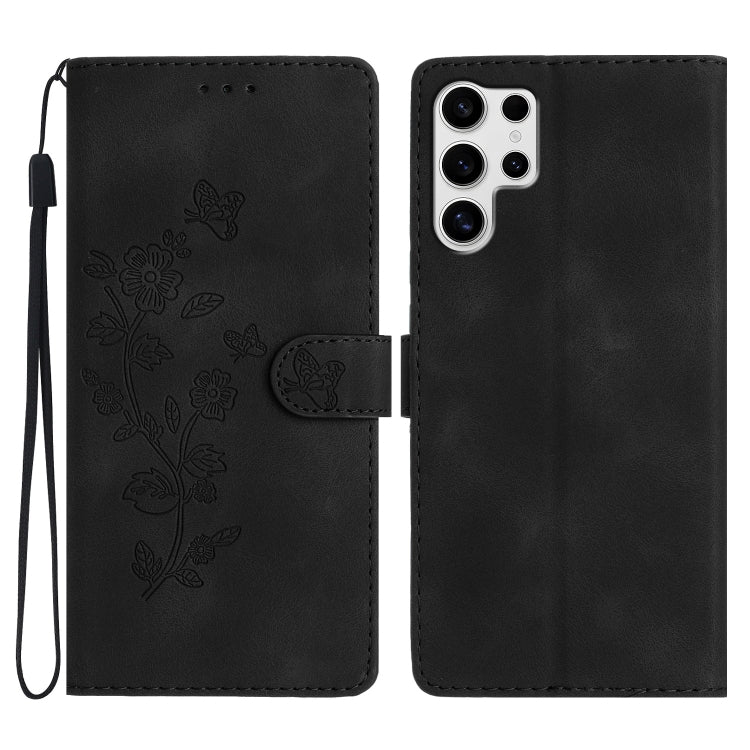 Flower Butterfly Embossing Pattern Leather Phone Case