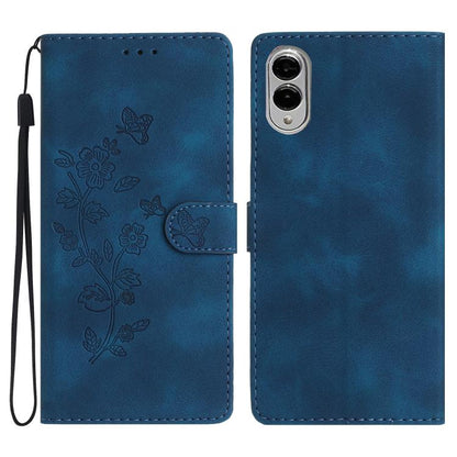 Flower Butterfly Embossing Pattern Leather Phone Case