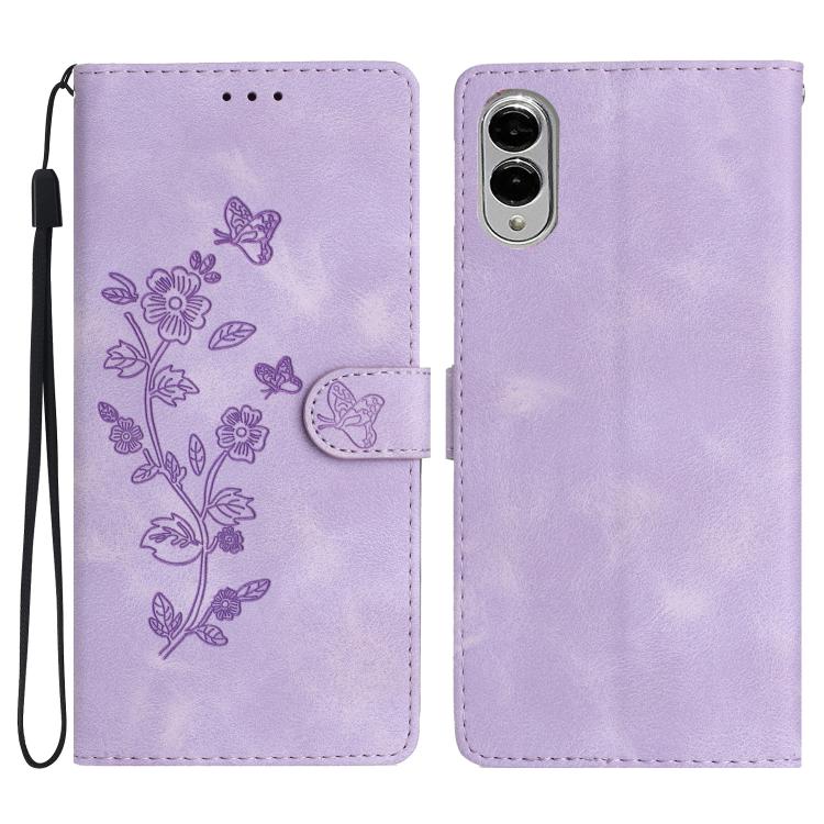 Flower Butterfly Embossing Pattern Leather Phone Case
