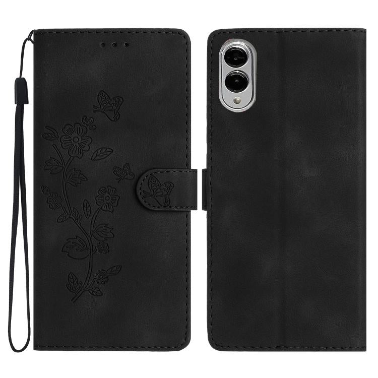 Flower Butterfly Embossing Pattern Leather Phone Case