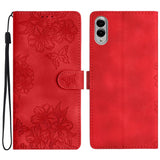 Cherry Blossom Butterfly Skin Feel Embossed PU Phone Case