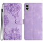Cherry Blossom Butterfly Skin Feel Embossed PU Phone Case