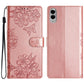 Cherry Blossom Butterfly Skin Feel Embossed PU Phone Case