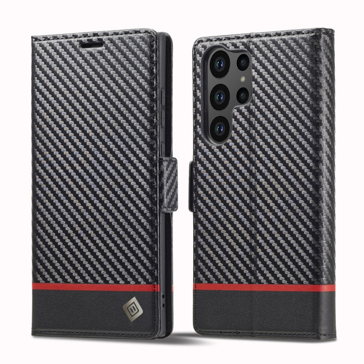 LC.IMEEKE Carbon Fiber Leather Phone Case, For Samsung Galaxy S25 Edge 5G, For Samsung Galaxy S25 5G, For Samsung Galaxy S25+ 5G, For Samsung Galaxy S25 Ultra 5G, For Samsung Galaxy S24 FE 5G