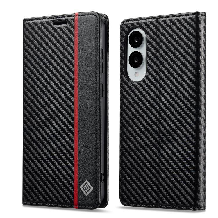 LC.IMEEKE Carbon Fiber Leather Phone Case, For Samsung Galaxy S25 Edge 5G, For Samsung Galaxy S25 5G, For Samsung Galaxy S25+ 5G, For Samsung Galaxy S25 Ultra 5G, For Samsung Galaxy S24 FE 5G