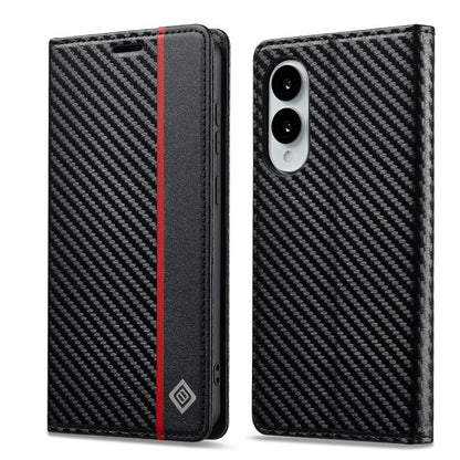 LC.IMEEKE Carbon Fiber Leather Phone Case, For Samsung Galaxy S25 Edge 5G, For Samsung Galaxy S25 5G, For Samsung Galaxy S25+ 5G, For Samsung Galaxy S25 Ultra 5G, For Samsung Galaxy S24 FE 5G