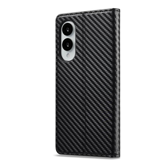 LC.IMEEKE Carbon Fiber Leather Phone Case, For Samsung Galaxy S25 Edge 5G, For Samsung Galaxy S25 5G, For Samsung Galaxy S25+ 5G, For Samsung Galaxy S25 Ultra 5G, For Samsung Galaxy S24 FE 5G