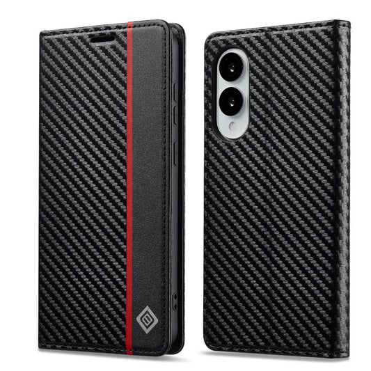 LC.IMEEKE Carbon Fiber Leather Phone Case, For Samsung Galaxy S25 Edge 5G, For Samsung Galaxy S25 5G, For Samsung Galaxy S25+ 5G, For Samsung Galaxy S25 Ultra 5G, For Samsung Galaxy S24 FE 5G