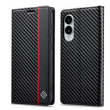 LC.IMEEKE Carbon Fiber Leather Phone Case, For Samsung Galaxy S25 Edge 5G, For Samsung Galaxy S25 5G, For Samsung Galaxy S25+ 5G, For Samsung Galaxy S25 Ultra 5G, For Samsung Galaxy S24 FE 5G
