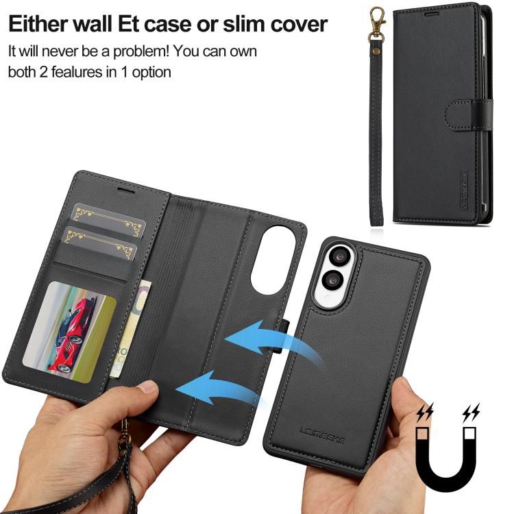 LC.IMEEKE L2 Series Detachable Magsafe PU Phone Case with Lanyard