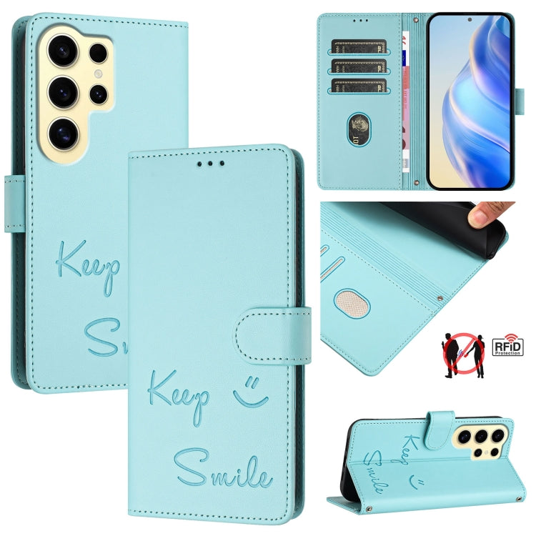 Smile Embossing RFID Leather Phone Case
