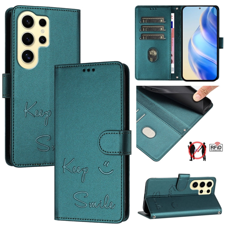 Smile Embossing RFID Leather Phone Case